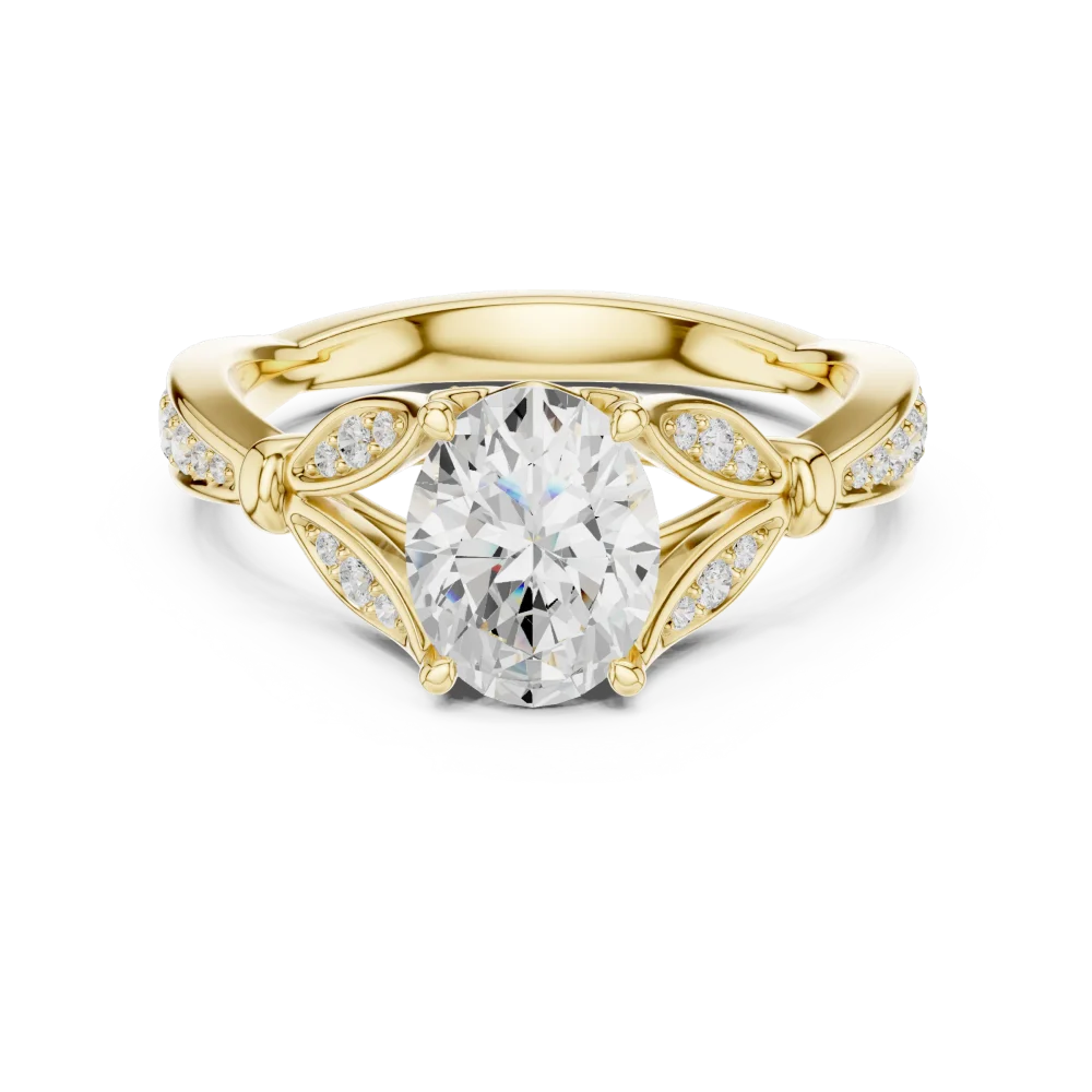Essence Oval Cut Solitaire Ring with Scintillating Pavé Accents - Image 2