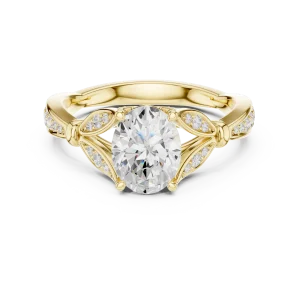 Essence Oval Cut Solitaire Ring with Scintillating Pavé Accents - Image 2