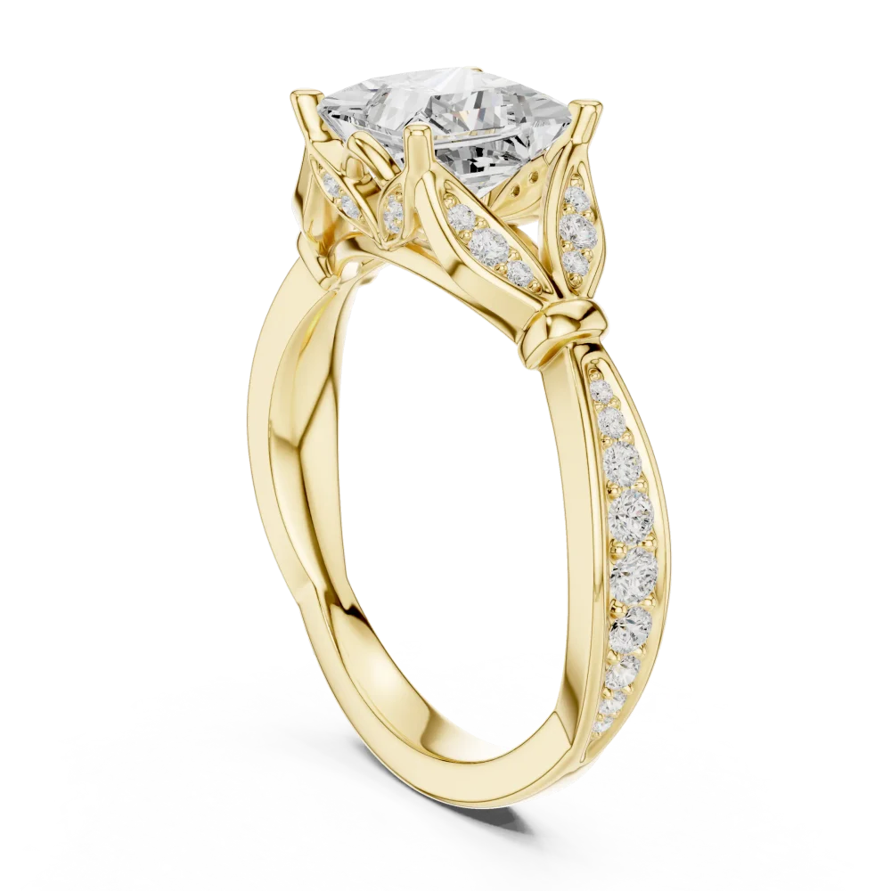 Ethereal Princess Cut Architectural Solitaire Ring - Image 3
