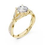 Ethereal Round Solitaire Architectural Pavé Engagement Ring