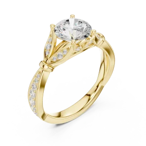 Ethereal Round Solitaire Architectural Pavé Engagement Ring