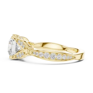 Ethereal Round Solitaire Architectural Pavé Engagement Ring - Image 4