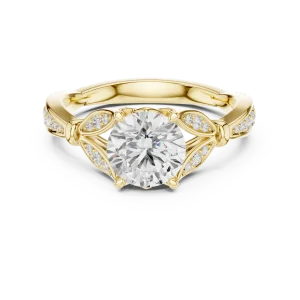 Ethereal Round Solitaire Architectural Pavé Engagement Ring - Image 2