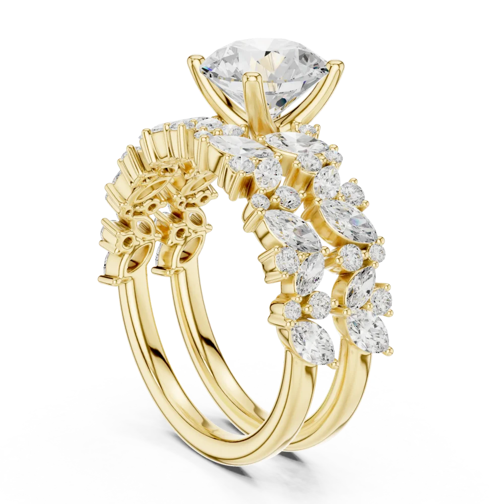 Ethereal Luminary Round Solitaire Ring with Marquise Accents - Image 3