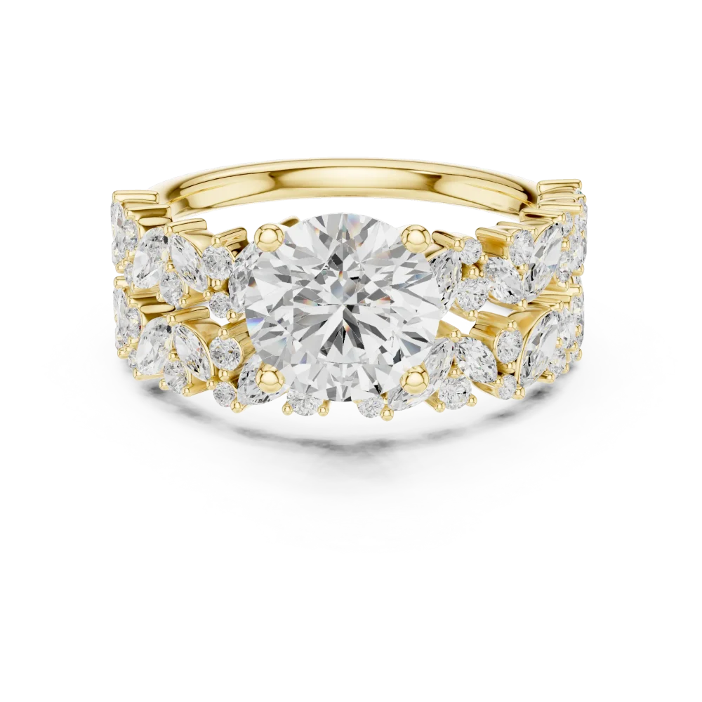 Ethereal Luminary Round Solitaire Ring with Marquise Accents - Image 2