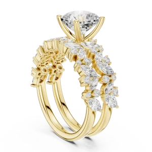 Ethereal Cushion Solitaire Marquise Cluster Statement Ring - Image 3
