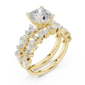 Ethereal Cushion Solitaire Marquise Cluster Statement Ring