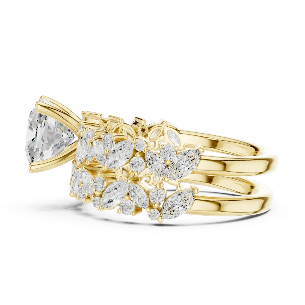 Ethereal Cushion Solitaire Marquise Cluster Statement Ring - Image 4