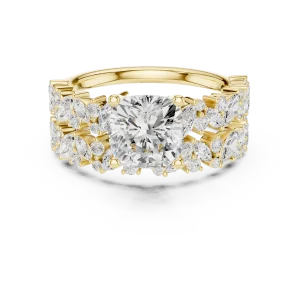 Ethereal Cushion Solitaire Marquise Cluster Statement Ring - Image 2