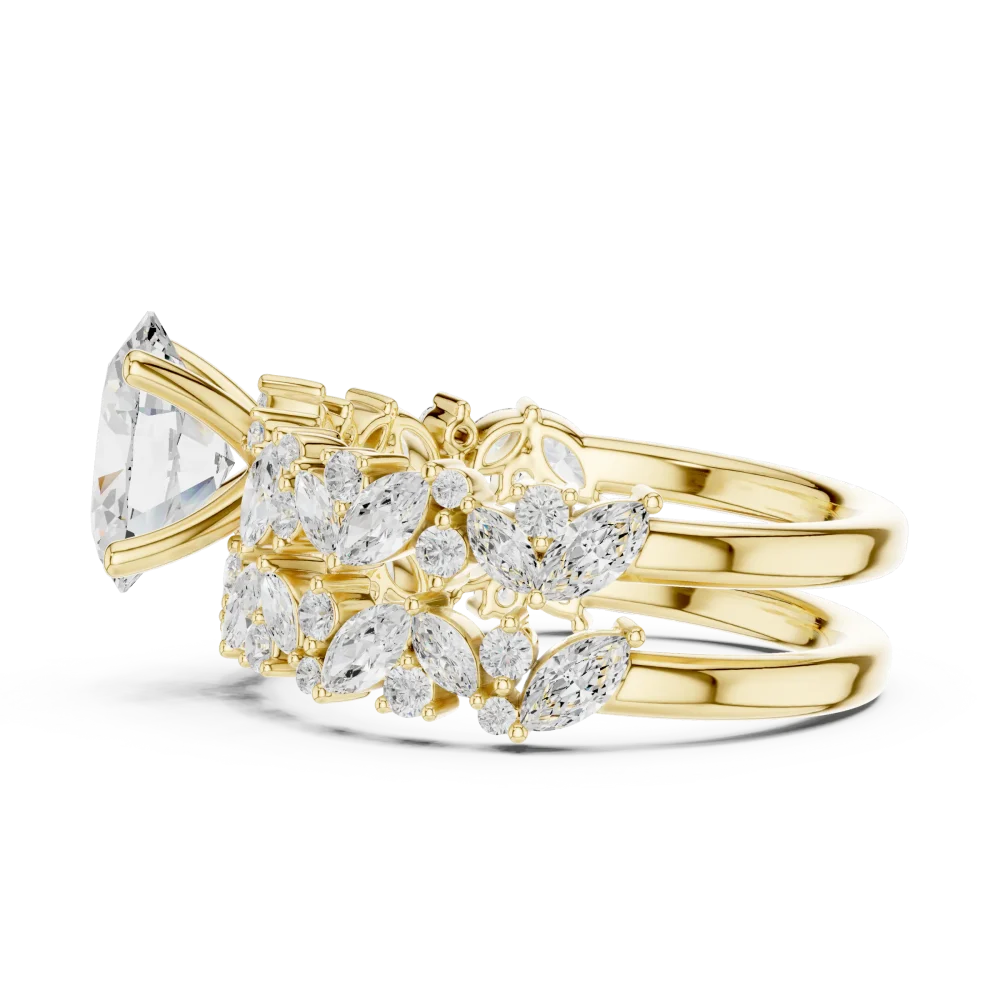 Ethereal Oval Solitaire Marquise Cluster Engagement Ring - Image 4