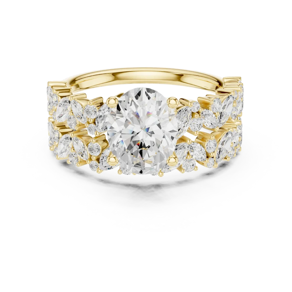 Ethereal Oval Solitaire Marquise Cluster Engagement Ring - Image 2