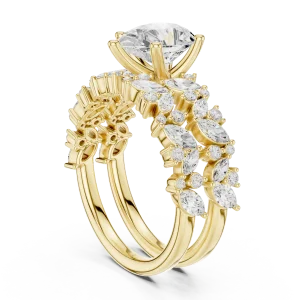 Ethereal Pear Solitaire Marquise Cluster Statement Ring - Image 3