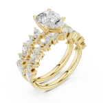 Ethereal Pear Solitaire Marquise Cluster Statement Ring