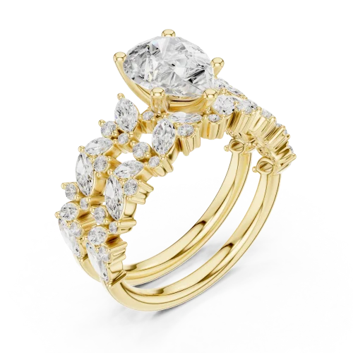 Ethereal Pear Solitaire Marquise Cluster Statement Ring