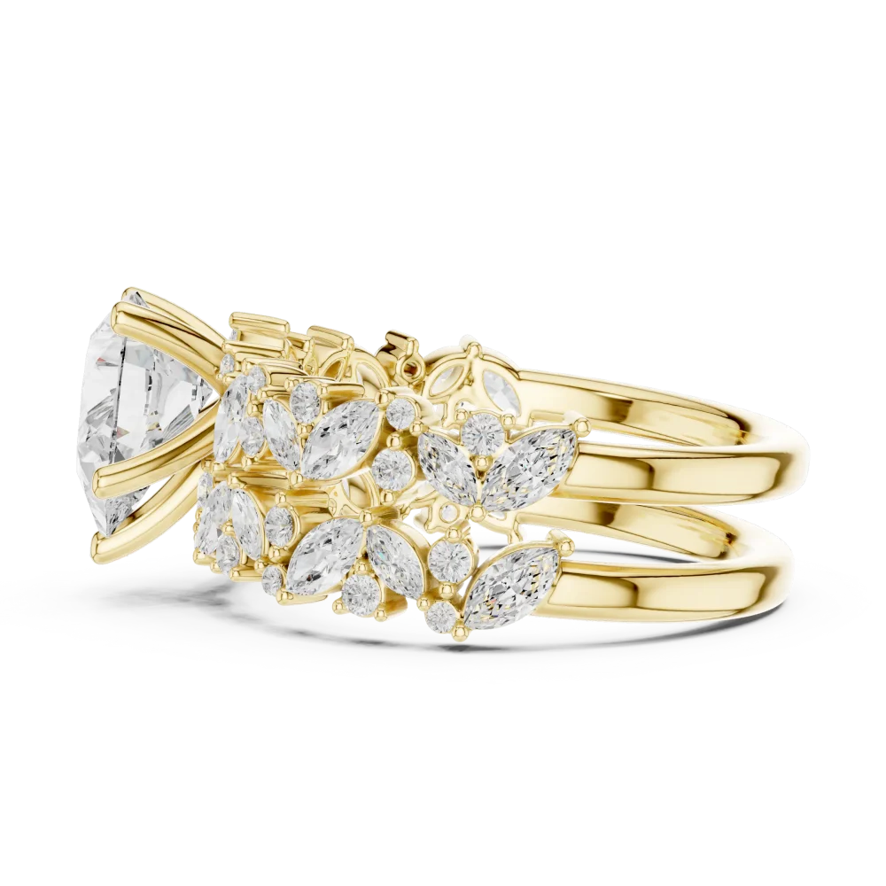 Ethereal Pear Solitaire Marquise Cluster Statement Ring - Image 4