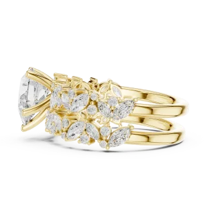 Ethereal Pear Solitaire Marquise Cluster Statement Ring - Image 4