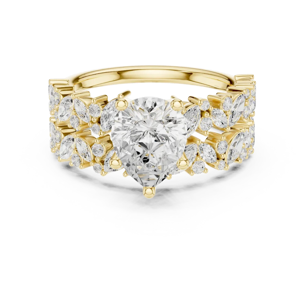Ethereal Pear Solitaire Marquise Cluster Statement Ring - Image 2
