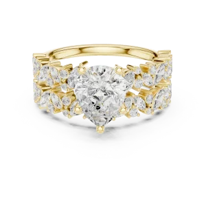 Ethereal Pear Solitaire Marquise Cluster Statement Ring - Image 2