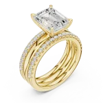 Ethereal Emerald Cut Solitaire Pavé Statement Ring