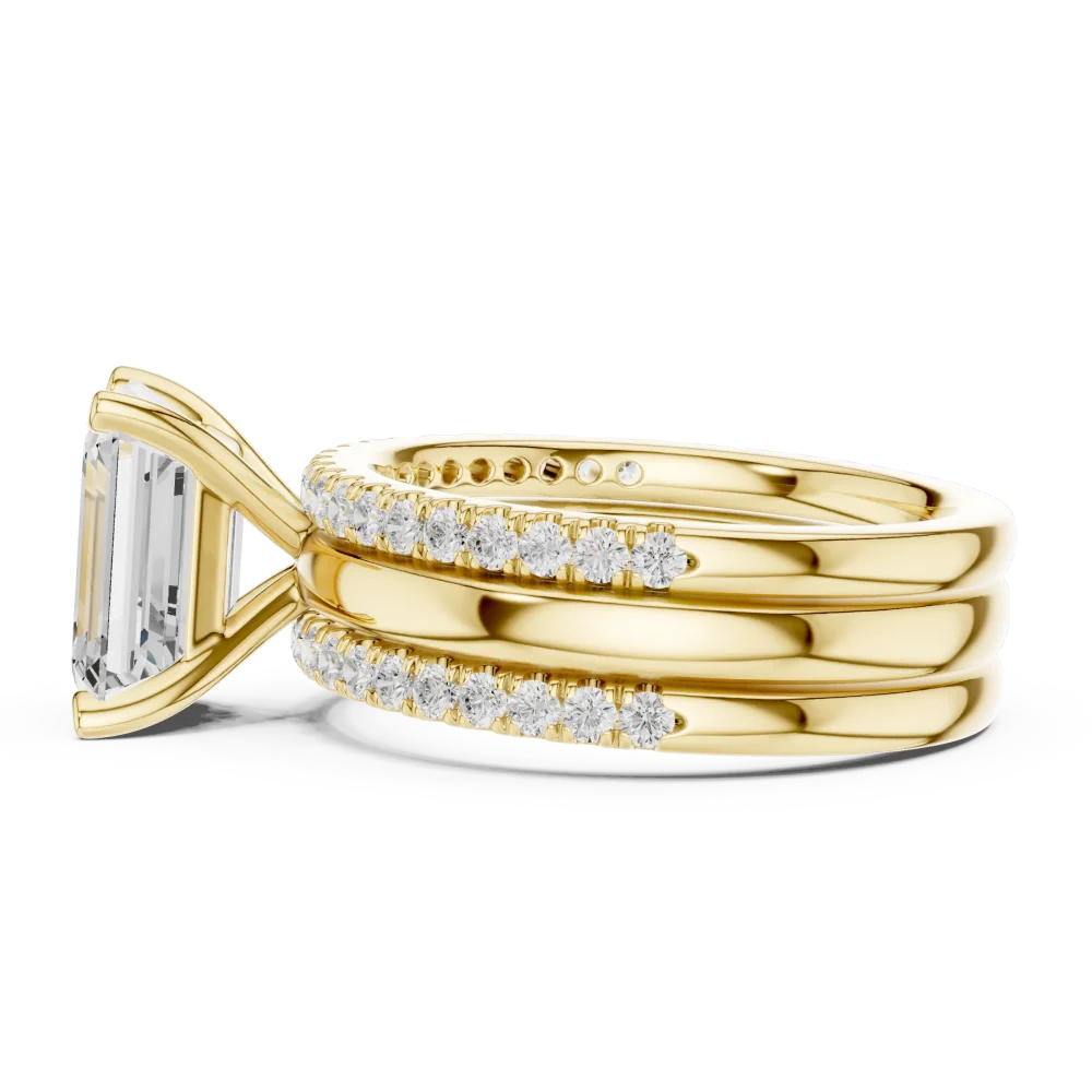 Ethereal Emerald Cut Solitaire Pavé Statement Ring - Image 4