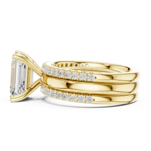 Ethereal Emerald Cut Solitaire Pavé Statement Ring - Image 4