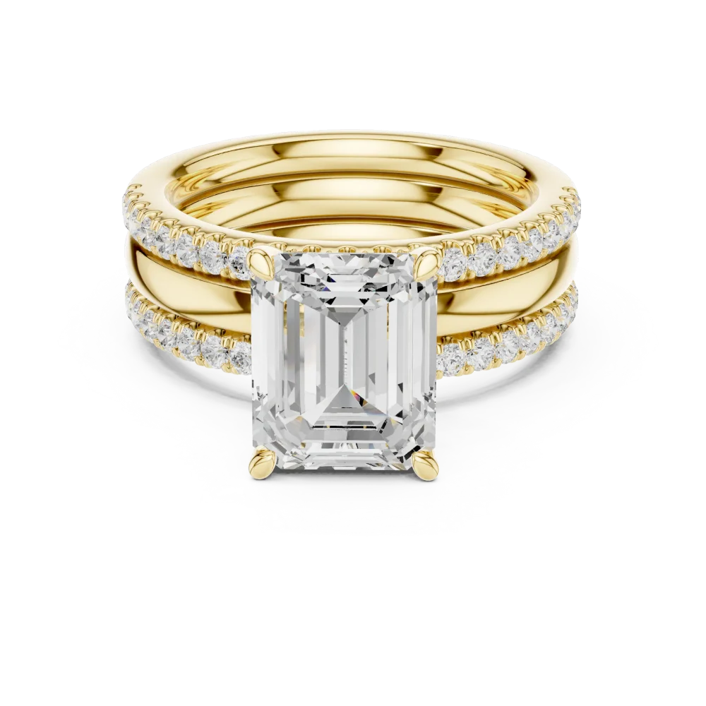 Ethereal Emerald Cut Solitaire Pavé Statement Ring - Image 2
