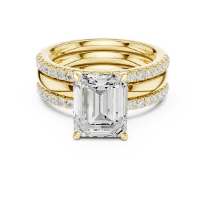 Ethereal Emerald Cut Solitaire Pavé Statement Ring - Image 2