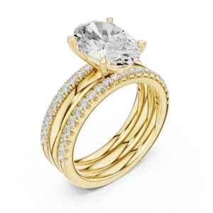 Ethereal Oval Cut Pavé Hidden Halo Solitaire Ring