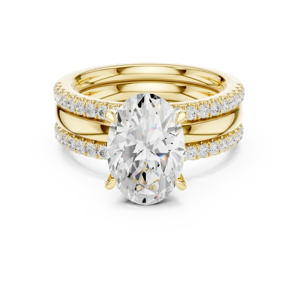 Ethereal Oval Cut Pavé Hidden Halo Solitaire Ring - Image 2