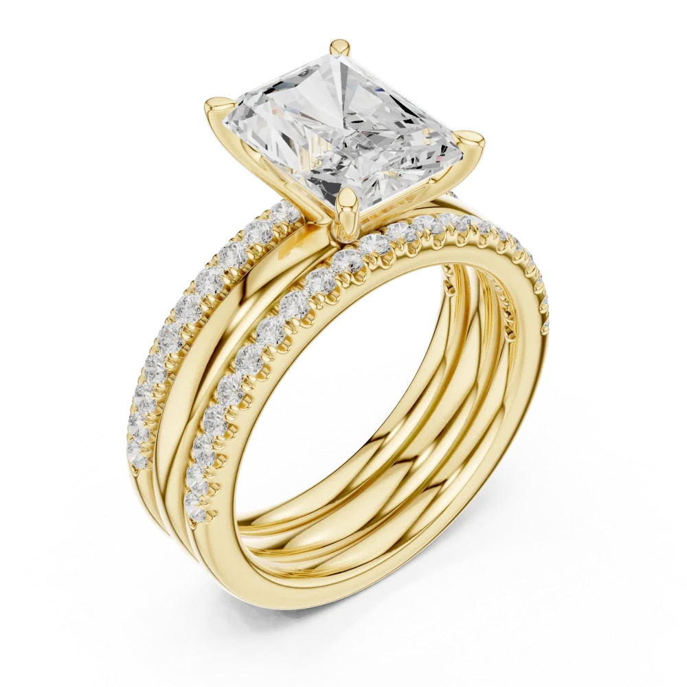 Discover the elegance of our Radiant cut Solitaire ring, featuring a sparkling hidden halo. Elevate your collection with this modern classic today.