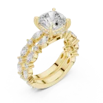 Ethereal Cushion Cut Solitaire and Marquise Halo Ring