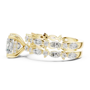 Ethereal Cushion Cut Solitaire and Marquise Halo Ring - Image 4