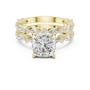 Ethereal Cushion Cut Solitaire and Marquise Halo Ring - Image 2