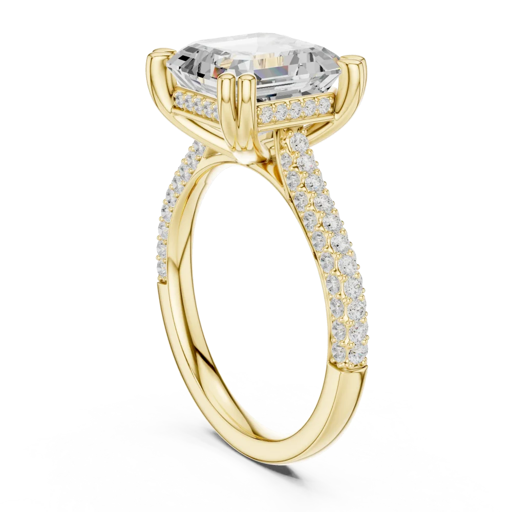 Ethereal Emerald Cut Solitaire Pavé Engagement Ring - Image 3