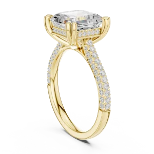 Ethereal Emerald Cut Solitaire Pavé Engagement Ring - Image 3