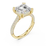 Ethereal Emerald Cut Solitaire Pavé Engagement Ring
