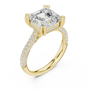 Ethereal Emerald Cut Solitaire Pavé Engagement Ring