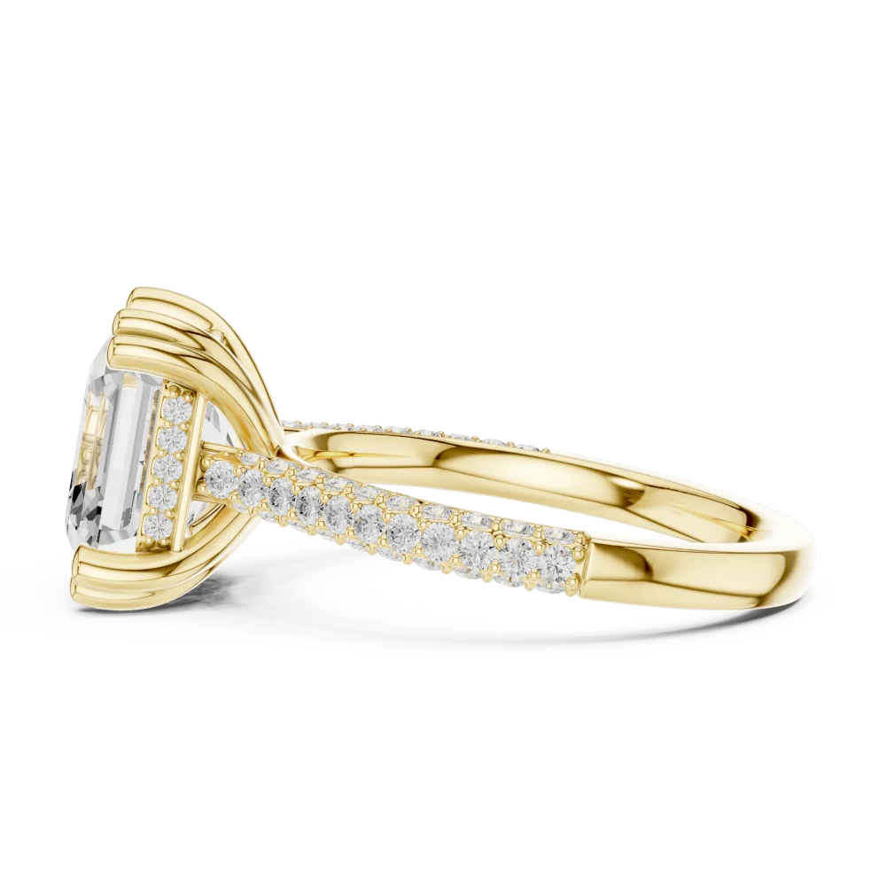 Ethereal Emerald Cut Solitaire Pavé Engagement Ring - Image 4