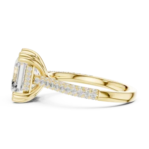 Ethereal Emerald Cut Solitaire Pavé Engagement Ring - Image 4