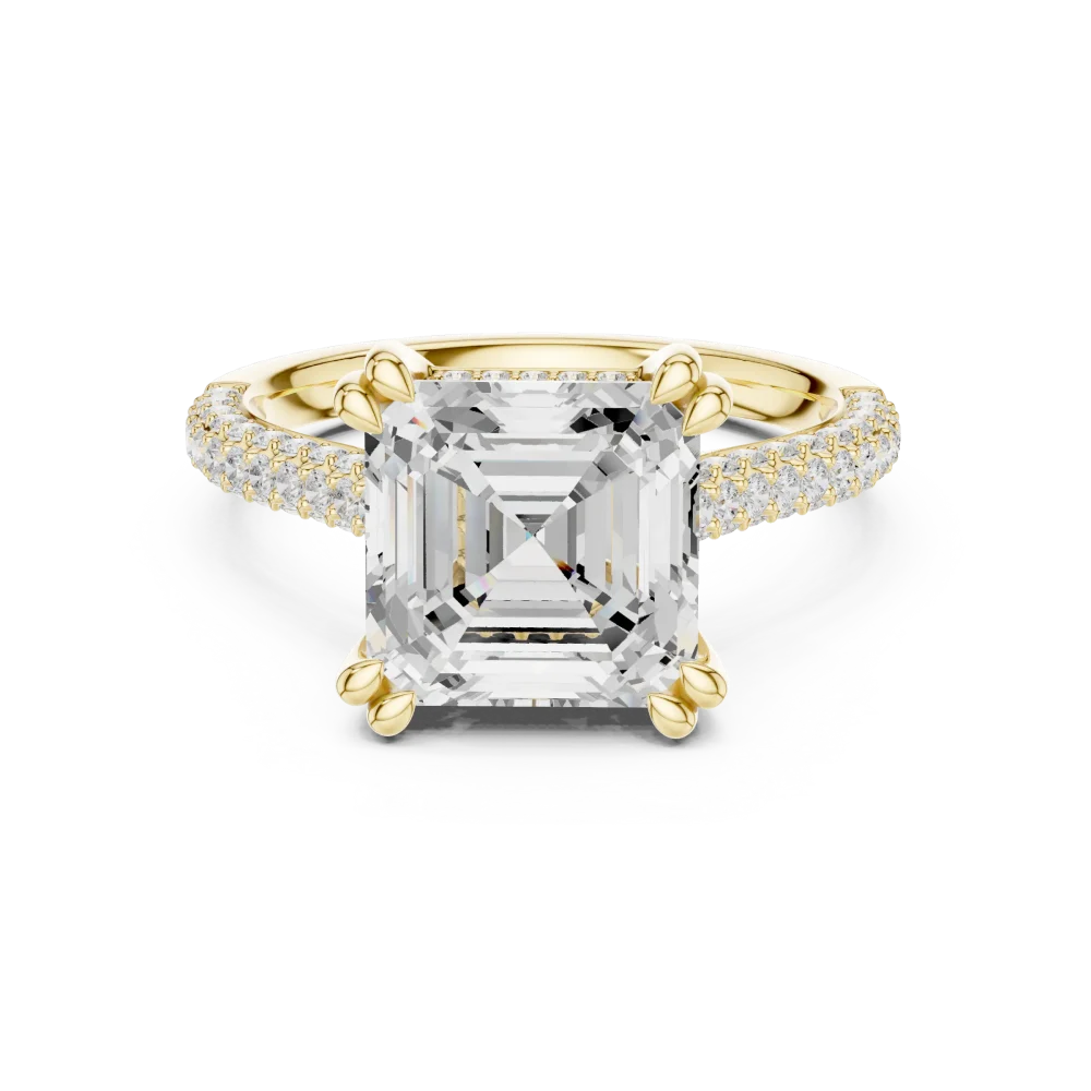 Ethereal Emerald Cut Solitaire Pavé Engagement Ring - Image 2