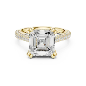 Ethereal Emerald Cut Solitaire Pavé Engagement Ring - Image 2