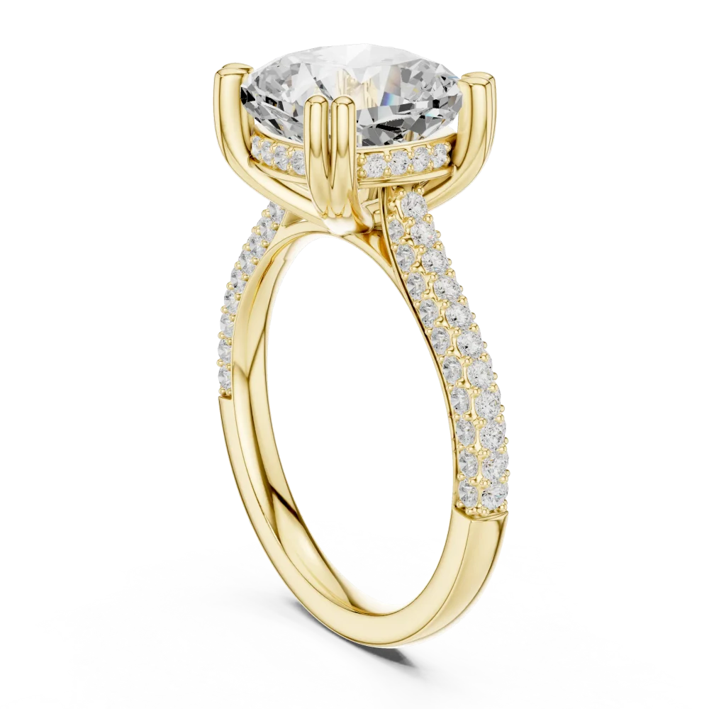 Ethereal Cushion Cut Pavé Solitaire Engagement Ring - Image 3