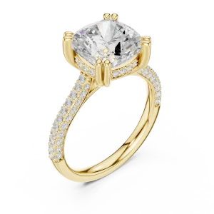 Ethereal Cushion Cut Pavé Solitaire Engagement Ring