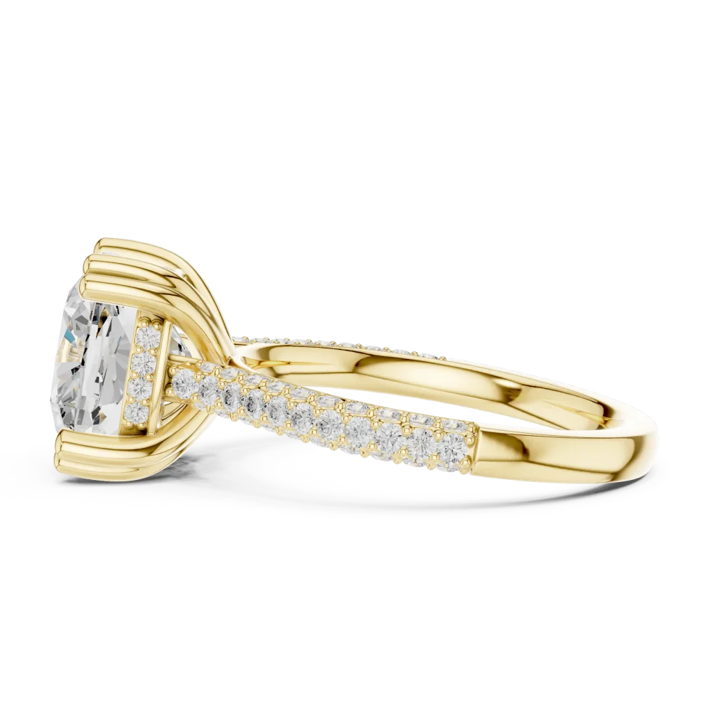 Ethereal Cushion Cut Pavé Solitaire Engagement Ring - Image 4