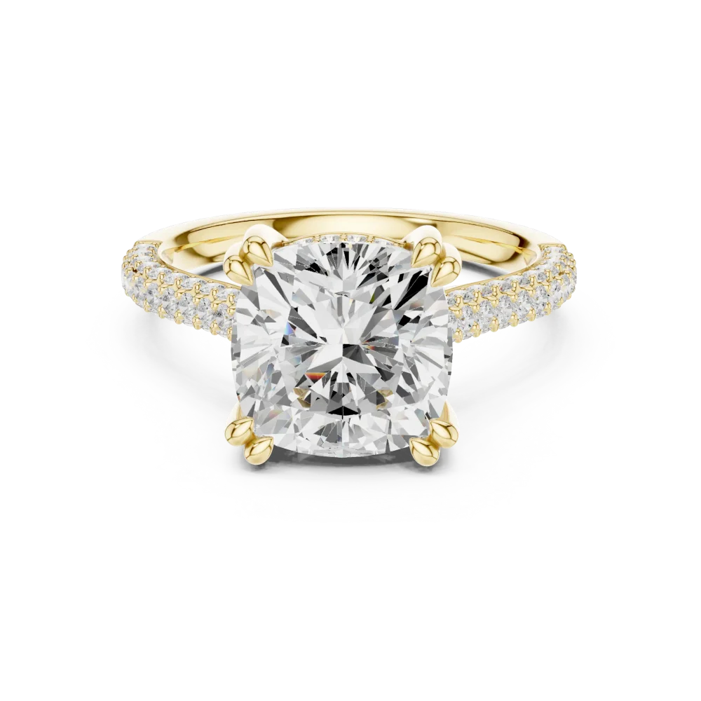 Ethereal Cushion Cut Pavé Solitaire Engagement Ring - Image 2