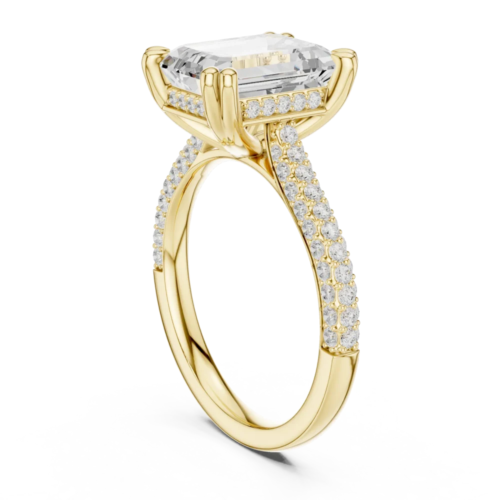 Luminary Emerald Cut Solitaire Pavé Engagement Ring - Image 3